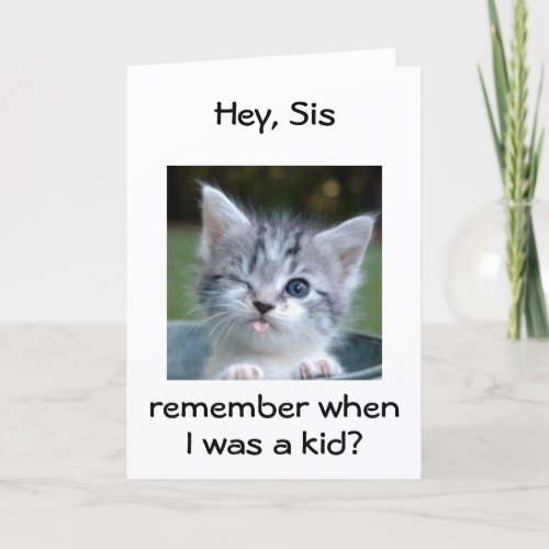 WINKING KITTEN for SISBEST BIRTHDAY EVER Card