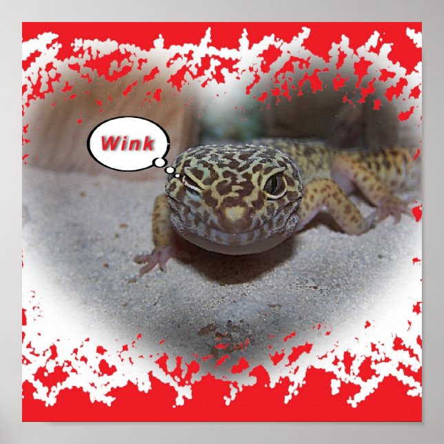 Winking Leopard Gecko Lizard Poster (Front)