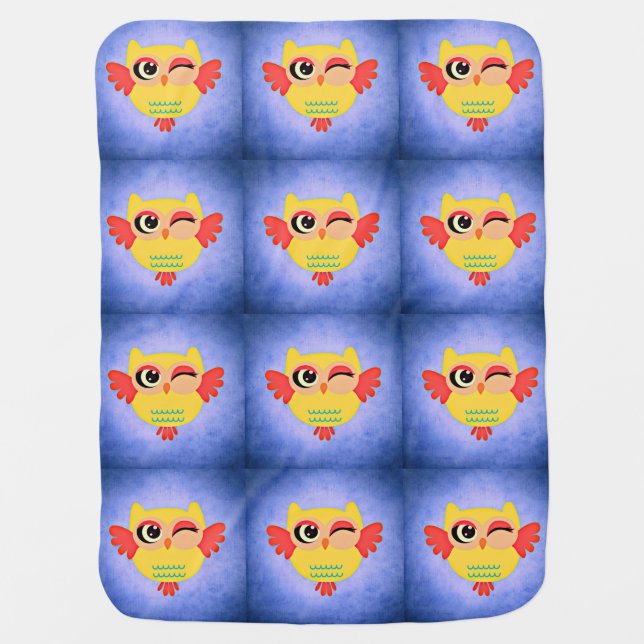 Winking Owl Baby Blanket (Front)