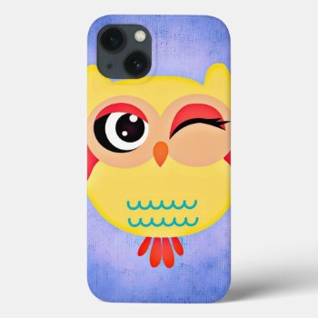 Winking Owl Iphone 13 Case by BlackBrookElectronic at Zazzle