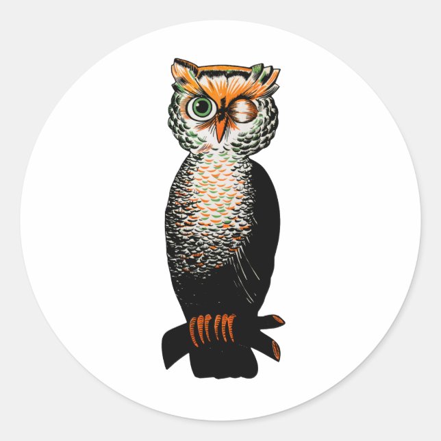 Winking Owl Classic Round Sticker (Front)