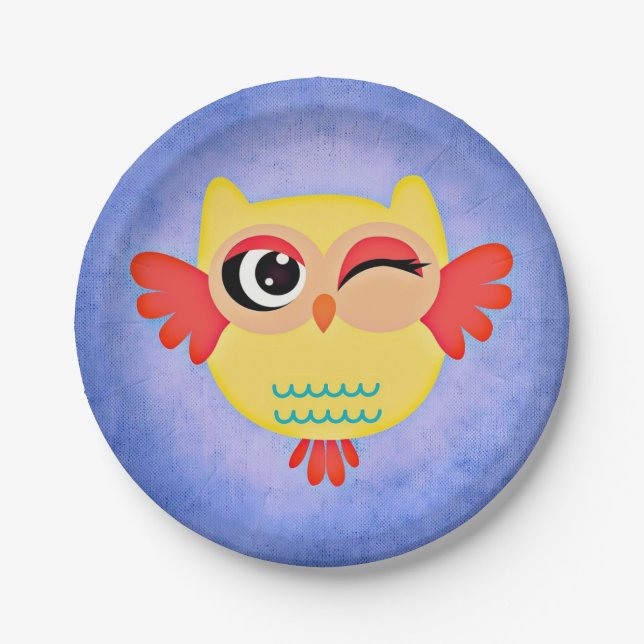 Winking Owl Paper Plates (Front)
