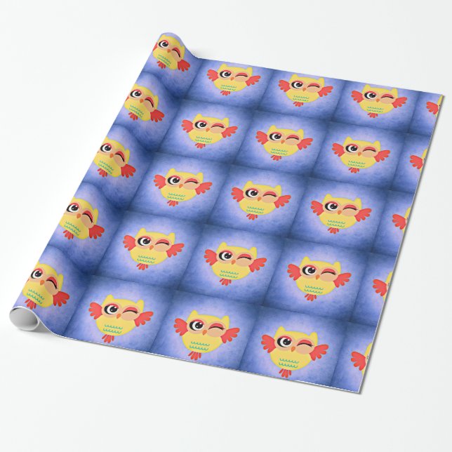 Winking Owl Wrapping Paper (Unrolled)