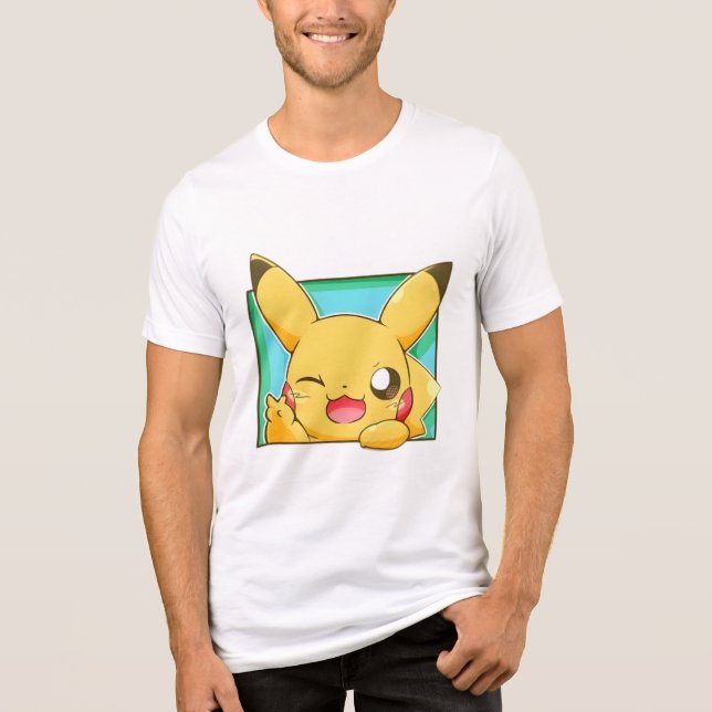 Winking Pikachu (pokemon) Tri-Blend Shirt (Front)