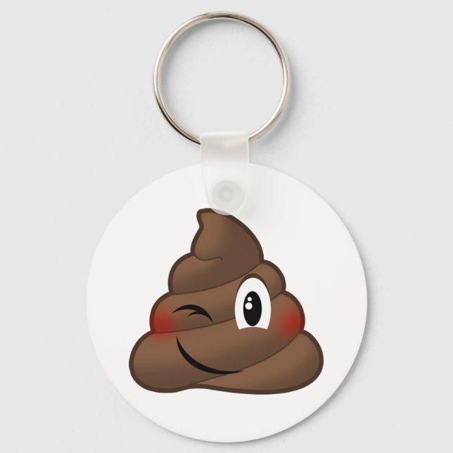 Winking Poop Emoji Keychain (Front)