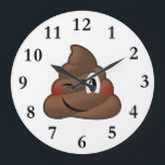 Winking Poop Emoji Large Clock<br><div class="desc">What a fun gift for anyone who loves poop emojis or emoticons.</div>