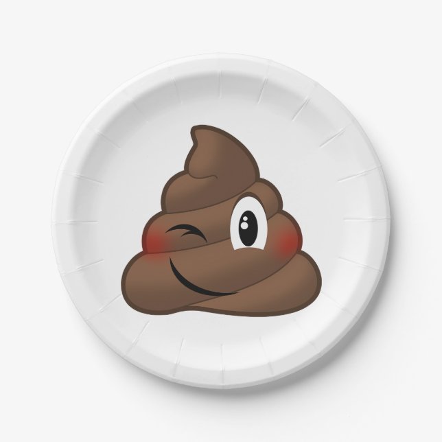 Winking Poop Emoji Paper Plates (Front)