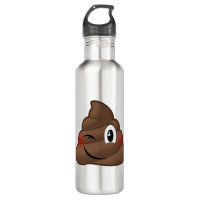 Winking Poop Emoji Stainless Steel Water Bottle