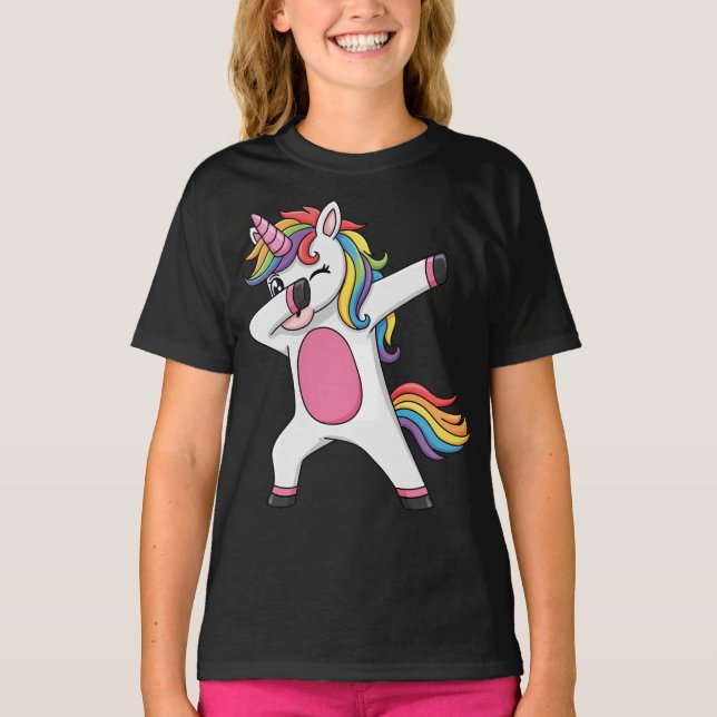 Winking Rainbow Dabbing Unicorn T-Shirt (Front)