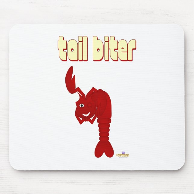 Winking Red Lobster Tail Biter Mouse Pad (Front)