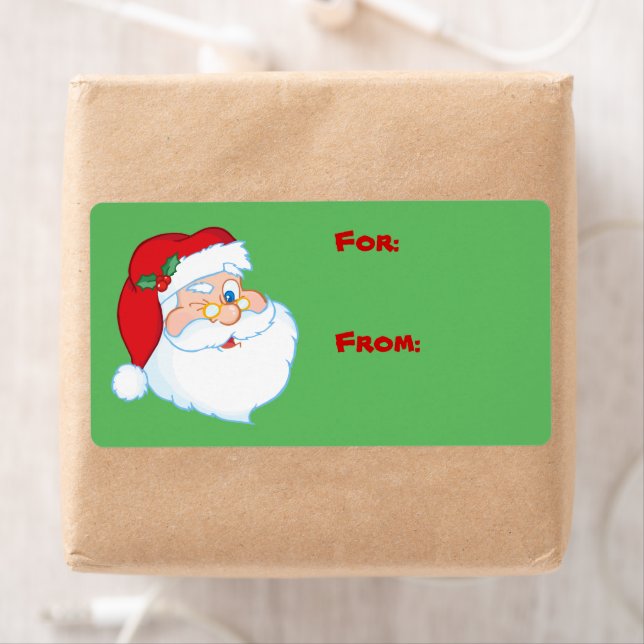 Winking Santa Christmas Gift Tag Label (Insitu)