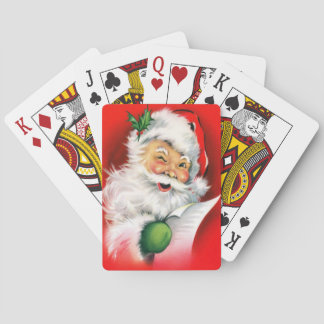 Winking Santa Christmas List Poker Cards