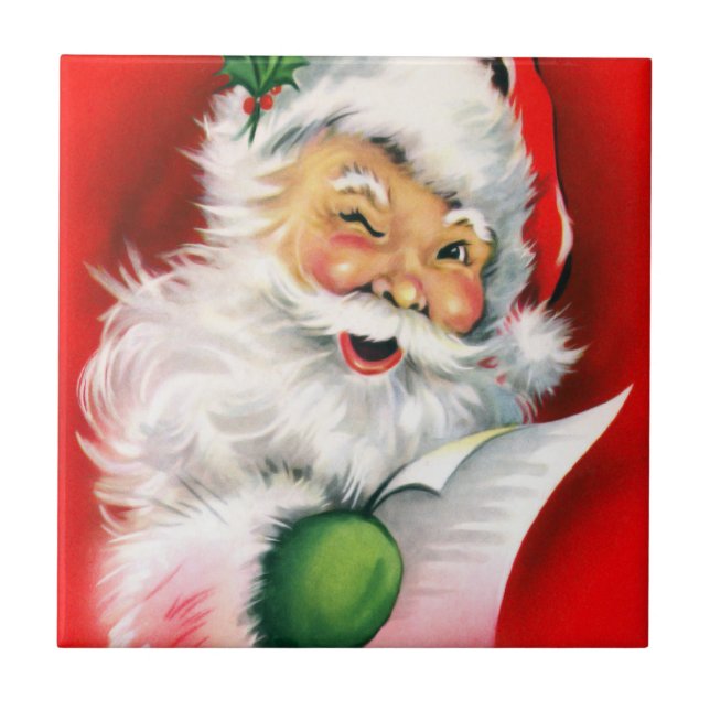 Winking Santa Christmas List Tile (Front)