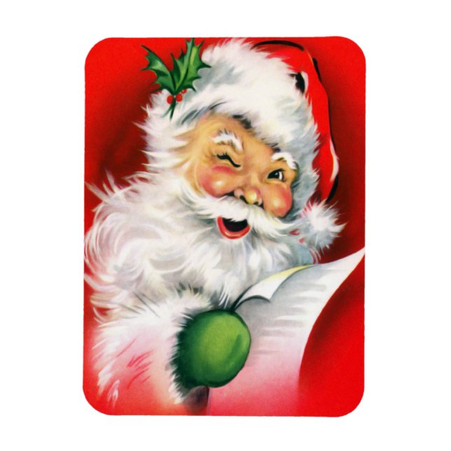 Winking Santa Christmas Naughty or Nice List Funny Magnet (Vertical)
