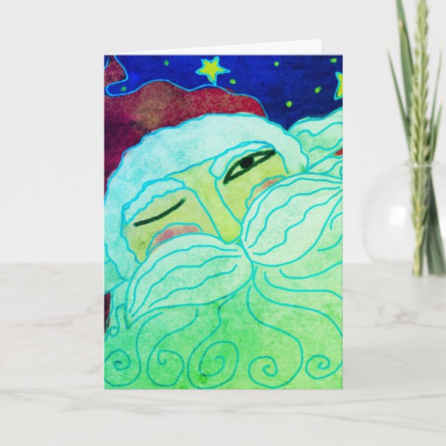 Winking Santa Claus Abstract Art Card (Front)
