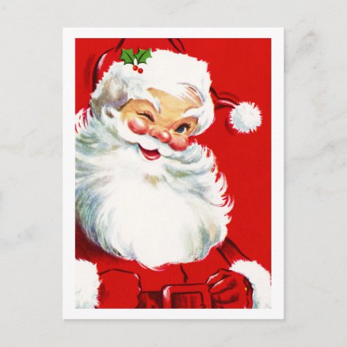 Winking Santa Holiday Postcard