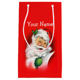 Winking Santa Vintage Christmas Small Gift Bag