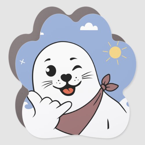 Winking Seal Wearing a Bandana Throwing Shaka Sign