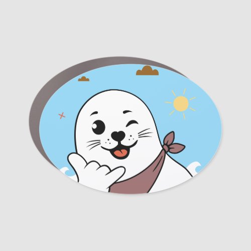 Winking Seal Wearing a Bandana Throwing Shaka Sign