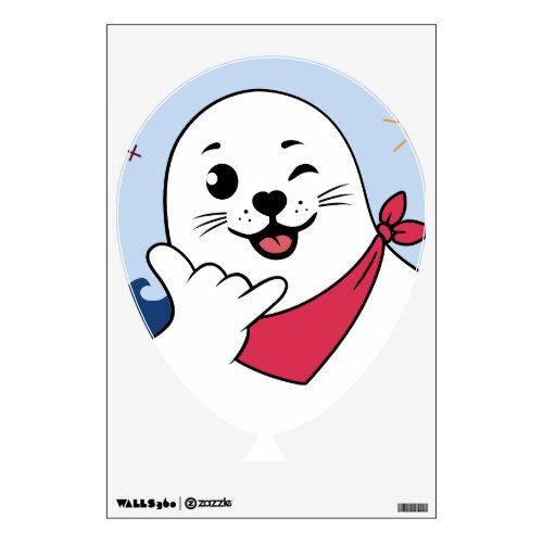 Winking Seal Wearing a Bandana Throwing Shaka Sign Wall Decal