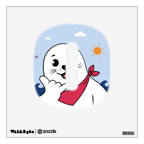 Winking Seal Wearing a Bandana Throwing Shaka Sign Wall Decal
