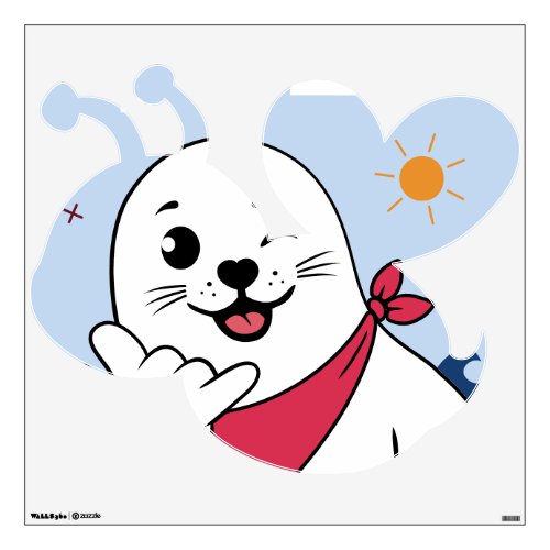 Winking Seal Wearing a Bandana Throwing Shaka Sign Wall Decal