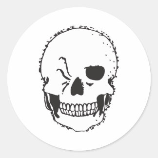 winking skull classic round sticker