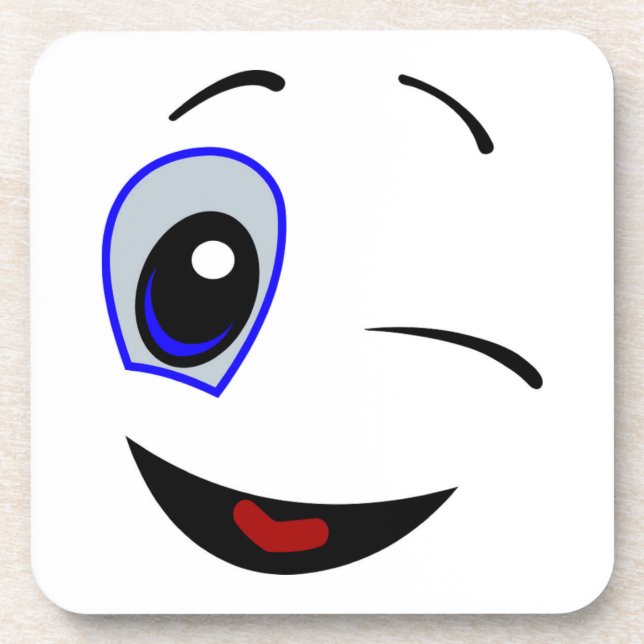 WINKING SMILEY FACE BEVERAGE COASTER (Front)