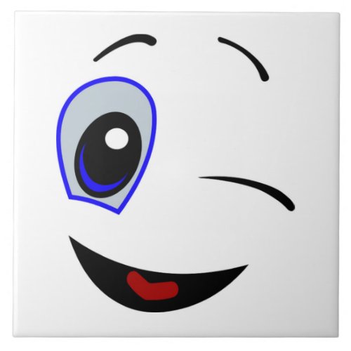 WINKING SMILEY FACE CERAMIC TILE