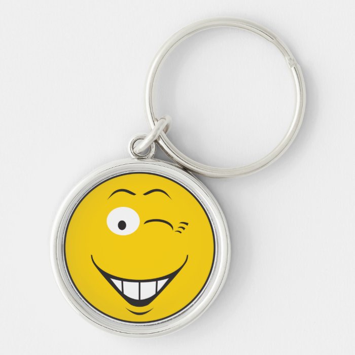 Winking Smiley Face Keychain