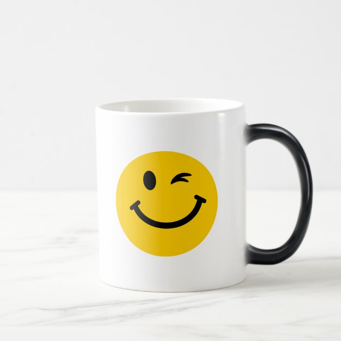 Winking smiley face mugs