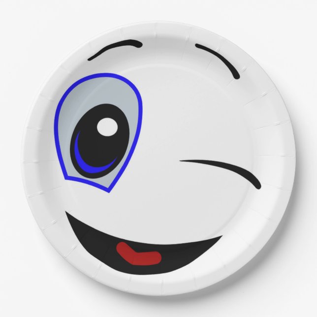 WINKING SMILEY FACE PAPER PLATES (Front)
