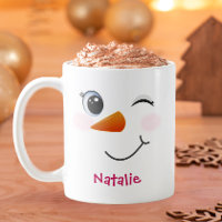Winking Snowman Personalized Mug for Kids
