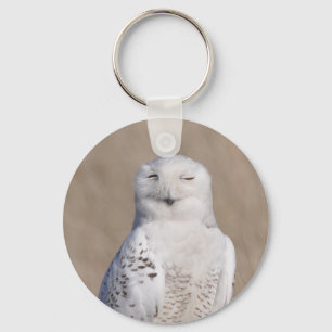 Winking Snowy Owl Keychain