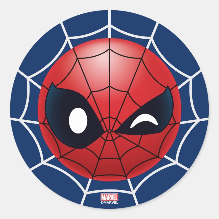 Winking Spider-Man Emoji Classic Round Sticker | Zazzle.com