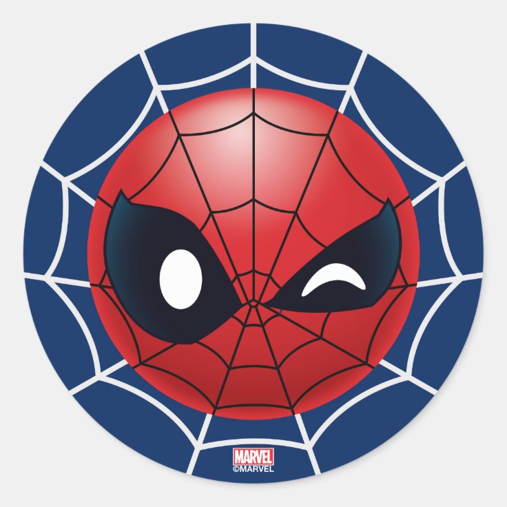 Winking Spider-Man Emoji Classic Round Sticker | Zazzle