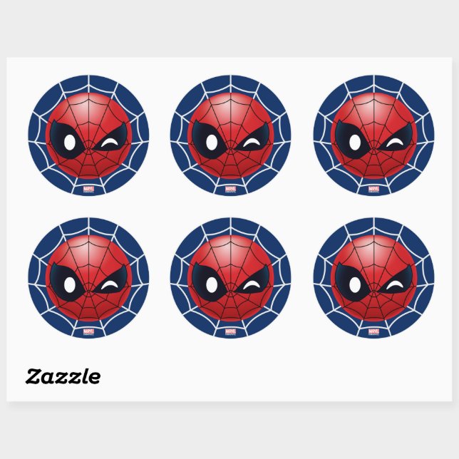 Winking Spider-Man Emoji Classic Round Sticker | Zazzle