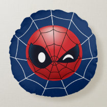 Winking Spider-Man Emoji Round Pillow