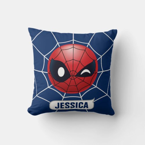 Winking Spider_Man Emoji Throw Pillow