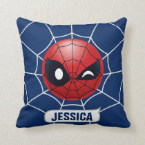 Winking Spider-Man Emoji Throw Pillow