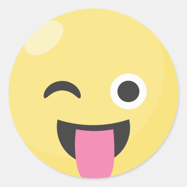 Winking Tongue Silly Emoji Stickers (Front)