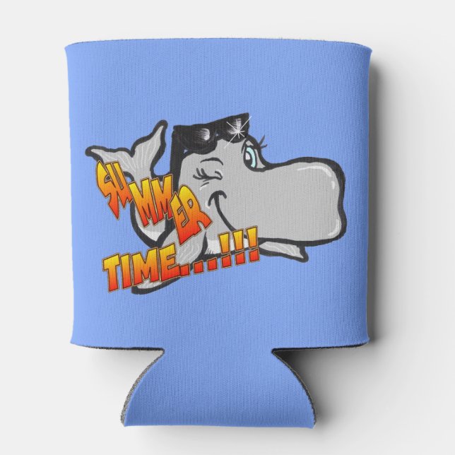 Winking Whale Cartoon Can Cooler (Back)