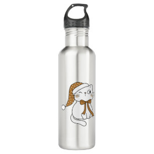 Winking Winter Cat Stainless Steel Water Bottle