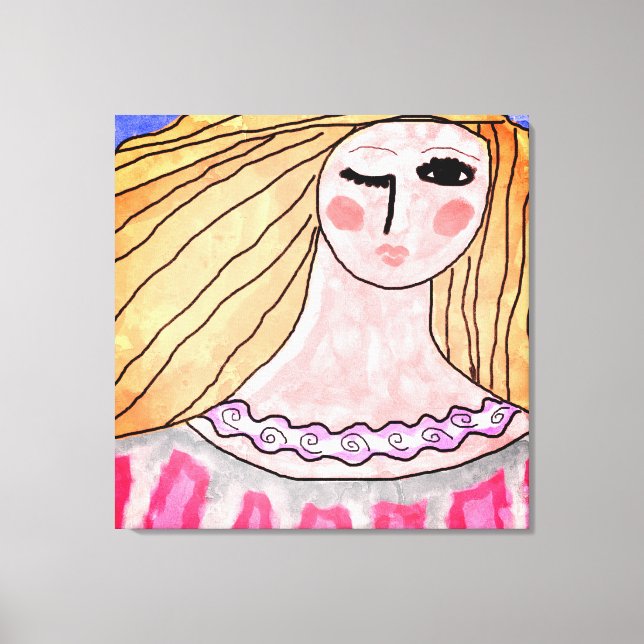 Winking Woman Abstract Digital Canvas Print (Front)