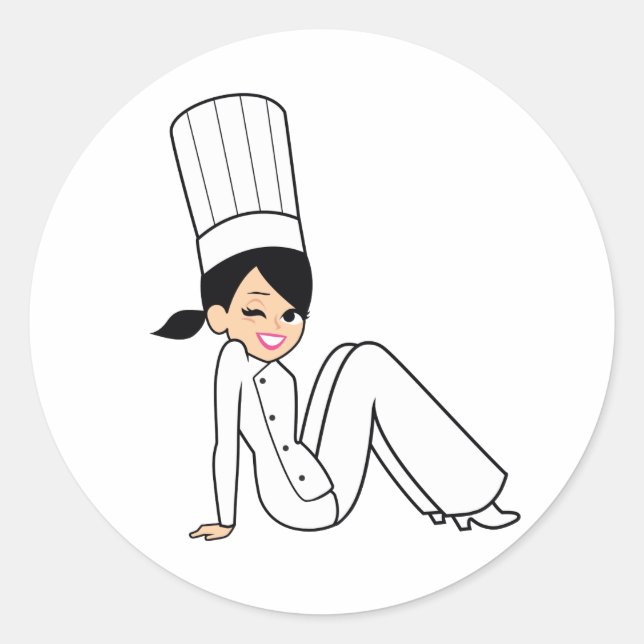 Winking Women Chef Sticker with Pretty Illustratio (Front)