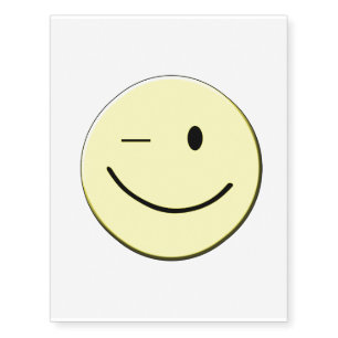 Winking Yellow Face Tatoo Temporary Tattoos