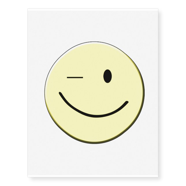 Winking Yellow Face Tatoo Temporary Tattoos (Front)