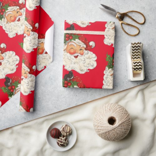 Winklinge eye father christmas head wrapping paper