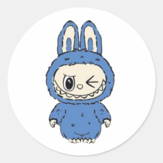 Winky Blue BunBite Classic Round Sticker