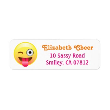 Winky Tongue Out Emoji Return Address Label by EmojiSass at Zazzle